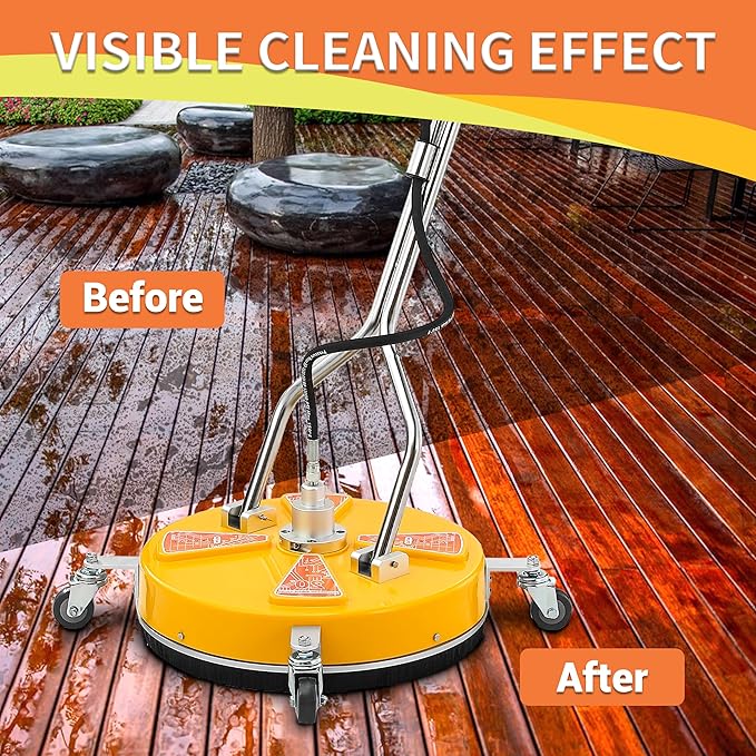 Tool Daily 20" Pressure Washer Surface Cleaner Dual Handle,Power Washer Surface Cleaner Attachment with 4 Wheels, Pressure Washer Accessory for Driveway Sidewalk Curb Deck Patio Cleaning, 4500PSI