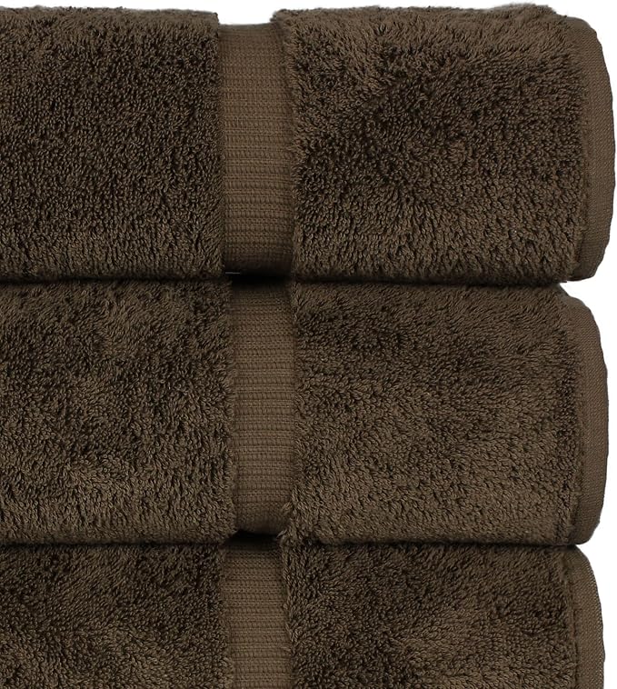 Chakir Turkish Linens 4 Piece Large Bath Towels, 100% Cotton Turkish Towels for Bathroom, Luxury Soft Absorbent Bath Towel Set, 27 x 54 Inches, Cocoa