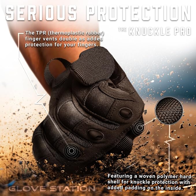 Glove Station Hard Knuckle Utility Gloves, Touchscreen, THKFF, Black, 2XL | TPR Impact Shield, Touchscreen Compatible - Motorcycle, Outdoor & Utility Use