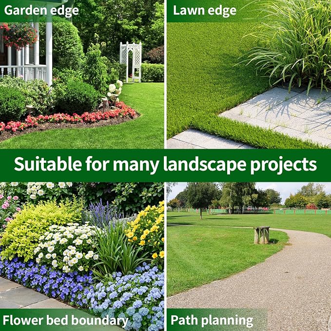 AggFencer Landscape Edging 2.36in Garden Edging Borders No Dig 33ft | Flexible Landscaping Edging Kit for Flower Bed Lawn Yard Grass Gray with 61 Pcs Spikes