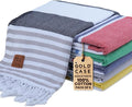 Gold CASE Turkish Beach Towel Set of 6 – 100% Cotton Large Bath Towels 70 x 38'' – LYCIA Oversized, Quick Dry & Sand Free Beach Towel – Lightweight Turkish Towels Set - Multicolor-2