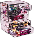 Sorbus Acrylic Makeup Organizer Set, 7-Drawer Vanity & Countertop Cosmetic Storage with Small & Wide Drawers, Purple Makeup Storage for Brushes, Lipsticks, Jewelry – Holiday Gift for Women & Teens
