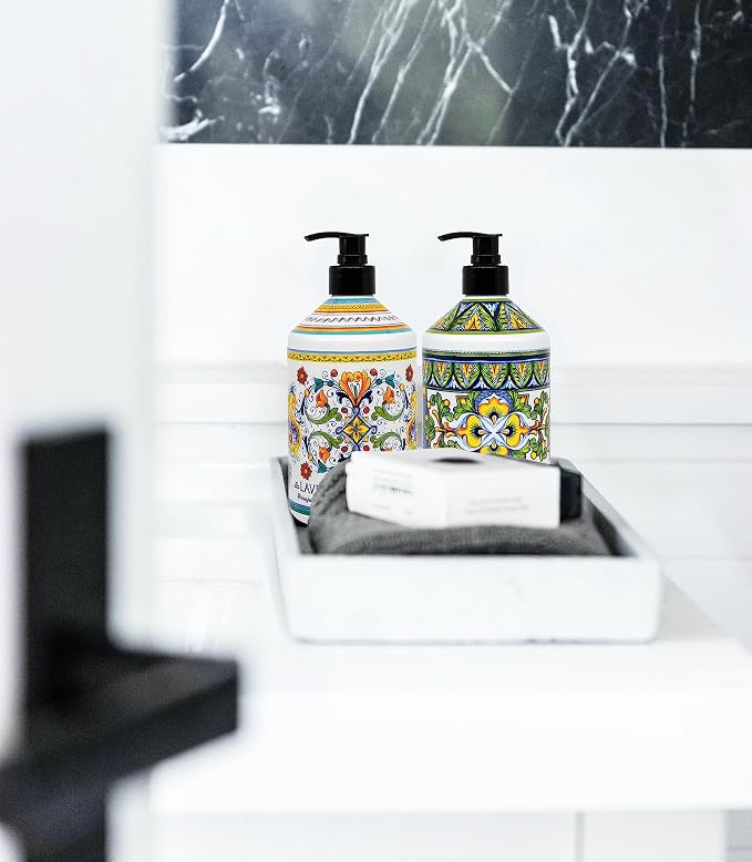 Perugia Italian Deruta Hand Soap - 21.5 fl oz Bottles - 8 pack - Lavendar, Sweet Orange, Lemon Verbana, and Olive Thyme