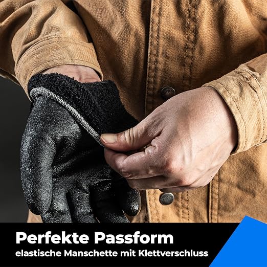 toolant Waterproof Winter Work Gloves, Double Nitrile Oil Resistant Grip | Thermal Insulation, Waterproof Protection in Freezer Work, Construction, Mechanics, Mining, Plumbing, 3 Pairs, Black, X-Large