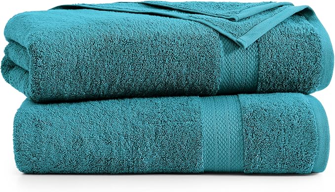 LANE LINEN Bath Sheets 2 Pack Oversized Soft Absorbent - Sea Port | Shower Sheets - Everyday Durability, OEKO-TEX Certified, Ring-Spun Durability, Generously Sized, Oversized & Roomy
