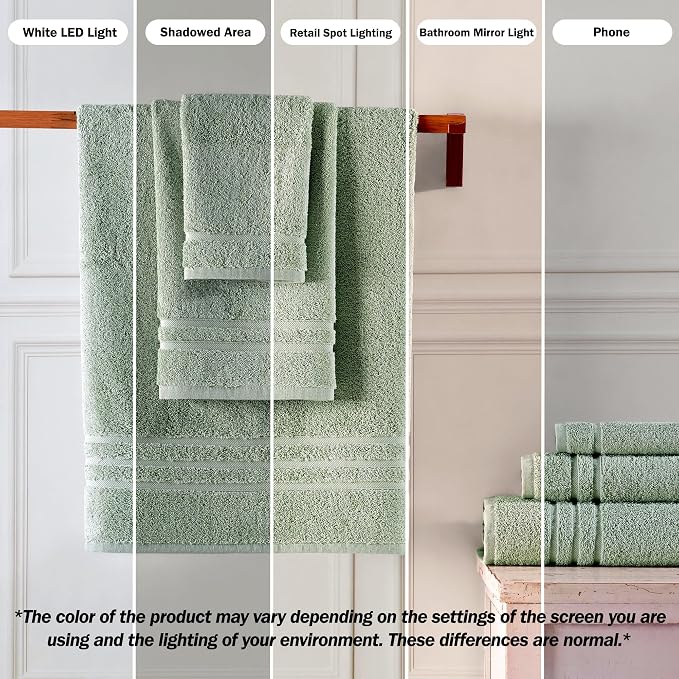 Hammam Linen Washcloth Set Premium Original Turkish Cotton, Hotel Quality for Maximum Softness & Absorbency for Face, Hand, Kitchen & Cleaning (Green, Washcloth Set, 13 in X 13 in)