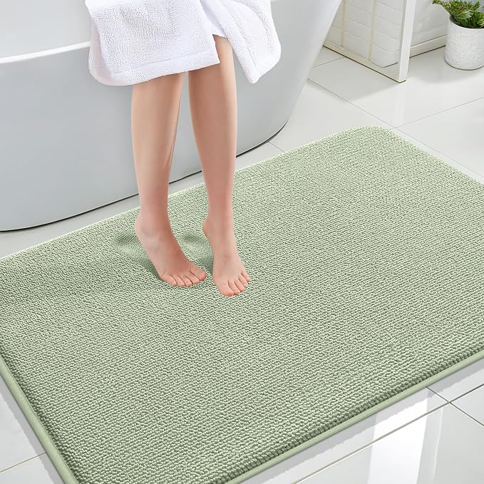 OLANLY Memory Foam Large Bathroom Rug 44x32, Absorbent Bath Mat, Sage Green | Soft Quick Dry Bath Mat Rugs, Non-Slip, Machine Washable Mat for Bathroom Floor, Tub and Shower, Home Decor Accessories