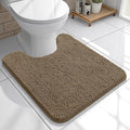 OLANLY Toilet Rugs U-Shaped 20x20, Extra Soft Absorbent Chenille Contour Bathroom Rugs for Toilet, Dry Quickly, Machine Washable, Non-Slip Bath Mat, Tan