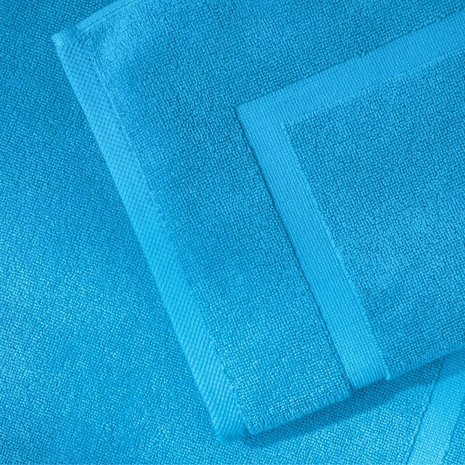 SALBAKOS 2-Piece 100% Turkish Cotton Bath Mat Towel, 20x34 inch, Aqua | Bathroom Floor Towels, Thick Soft Most Absorbent Quick-Dry Durable Large Size Foot Rug, Premium Hotel Quality Made in Turkey