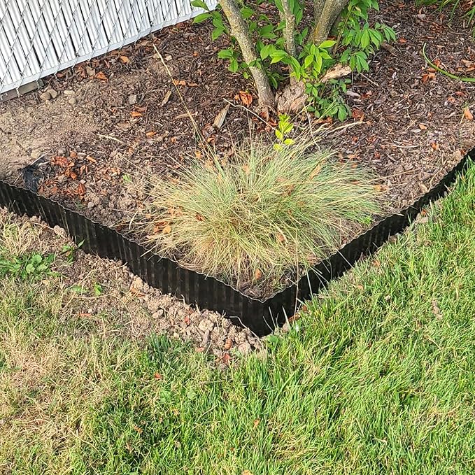 Quibbay Corrugated Metal Garden Edging, 8"×50Ft Landscape Edging Border for DIY Lawn, Flower Bed and Garden Fence, Metal Garden Edging for Landscaping, Yard and Tree Surrounds Borders, Black