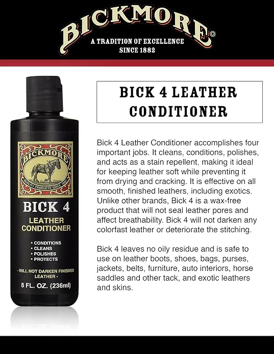 Leather Boot Care Kit - Bick 1 Cleaner, Bick 4 Conditioner, Gard-More Water Repellent Spray & Cloth - Made in USA - Shoe Care Set for Cowboy Boots, Work Boots, Furniture, Bags, Purses, Jackets, & Tack