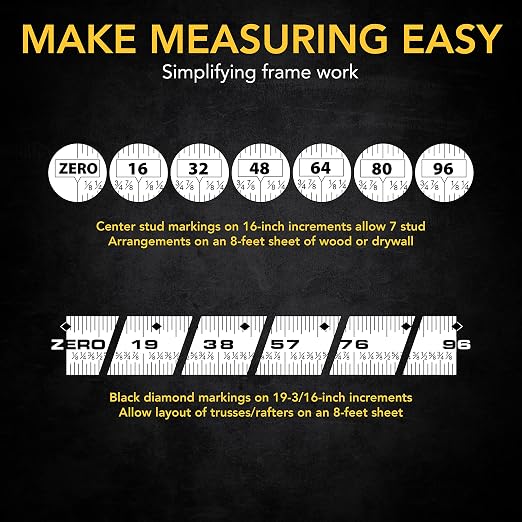 LEXIVON [4-Pack] 25Ft/7.5m AutoLock Tape Measure | 1-Inch Wide Blade with Nylon Coating, Matte Finish White & Yellow Dual Sided Rule Print | Ft/Inch/Fractions/Metric (LX-205X4)