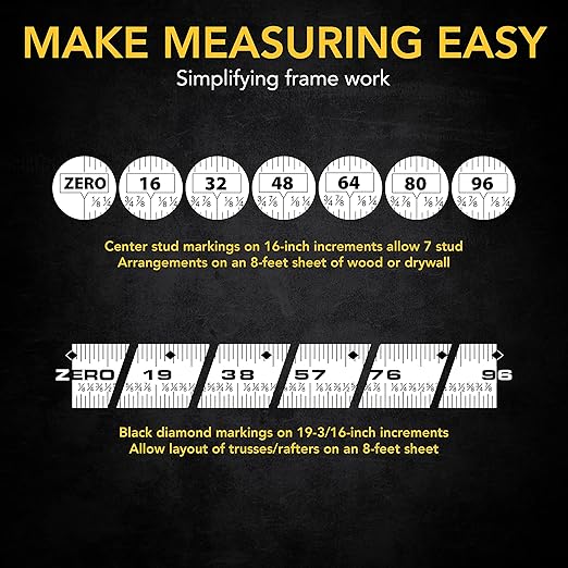 LEXIVON [3-Pack] 25Ft/7.5m DuaLock Tape Measure | 1-Inch Wide Blade with Nylon Coating, Matte Finish White & Yellow Dual Sided Rule Print | Ft/Inch/Fractions/Metric (LX-206X3)