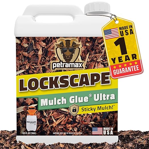Lockscape Ultra Mulch Glue for Landscaping, 1 Gallon | Lasts Up to 2 Years, Non-Toxic, Ultra Concentrated Landscape Binder, For Pea Gravel, Pine Straw & More