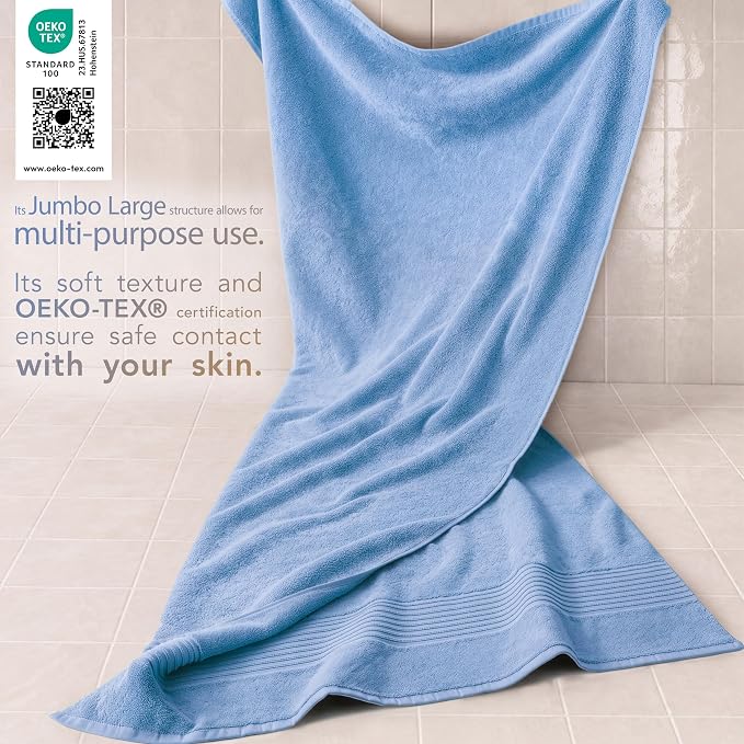 Cotton Paradise 100% Cotton Hand Towels, 2 Piece 35x70 Hand Bath Towels, Sky Blue