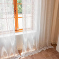 Sutuo Home Boho Lace Curtains 96 inches Long,Semi Sheer Curtains for Living Room Bedroom Farmhouse Floral Victorian Privacy Crochet Vintage Tassels Cottagecore Decor Rod Pocket, 2 Panels 50" W,White
