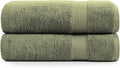 LANE LINEN Bath Sheet Set Soft Absorbent Quick Dry 100% Cotton - Oil Green | Towels Oversized Extra Large Bath - Fade-Resistant Color, Classic Terry Weave, Densely Woven, Coordinated Colors