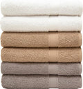 Pleasant Home Bath Towels Set of 6 (24” x 50”) 100% Cotton, 515 GSM | Soft & Highly Absorbent Towels for Bathroom, Gym, Pool & Spa | Bulk Bath Towels 6 Pack - Neutral Mix