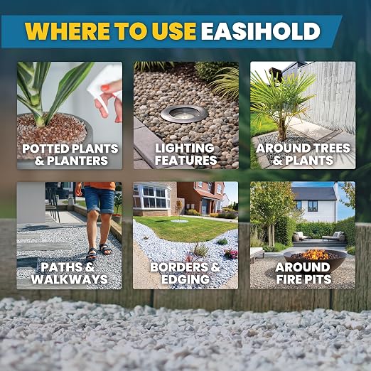 Vuba Easihold Rock & Mulch Glue for Landscaping - Gravel Glue Binder Non-Toxic Mulch and Bark Adhesive, Pet Safe, 53 sqft Coverage, Lockdown Clear Gravel/Pebbles/Stones Stabilizer (68 Ounce)