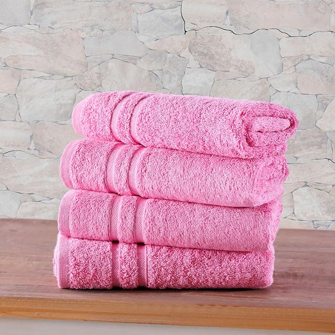Hawmam Linen Pink Hand Towels 4 Pack Turkish Cotton Premium Quality Soft and Absorbent Small Towels for Bathroom
