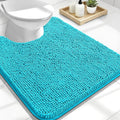 OLANLY Toilet Rugs U-Shaped 24x20, Extra Soft Absorbent Chenille Contour Bathroom Rugs for Toilet, Dry Quickly, Machine Washable, Non-Slip Bath Mat, Aqua Sky