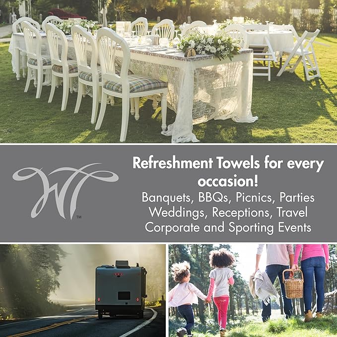 White Towel Services 8" x 8" inch Moist Cotton Towel Individually Wrapped - Lemon and Lavender (Case of 100) - Single-Use Oshibori Style Cotton Hospitality Towels