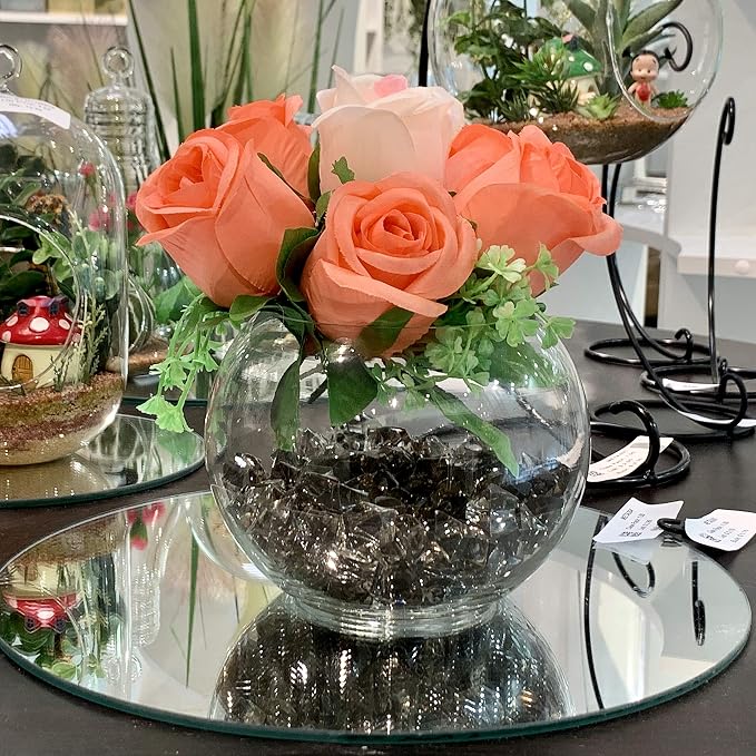 WGV Bowl Glass Vase Bulk, Diameter 6", Height 4.5", Open Width 4", 48 oz., (Multiple Sizes Choices) Clear Bubble Planter Terrarium Fish Bowl for Wedding Event Home Decor, 12 Pieces (VBW0006A)