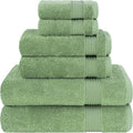 Cotton Paradise Towel Set of 6, 2 Bath Towels, 2 Hand Towels and 2 Washcloths Towels for Bathroom Sets, Green