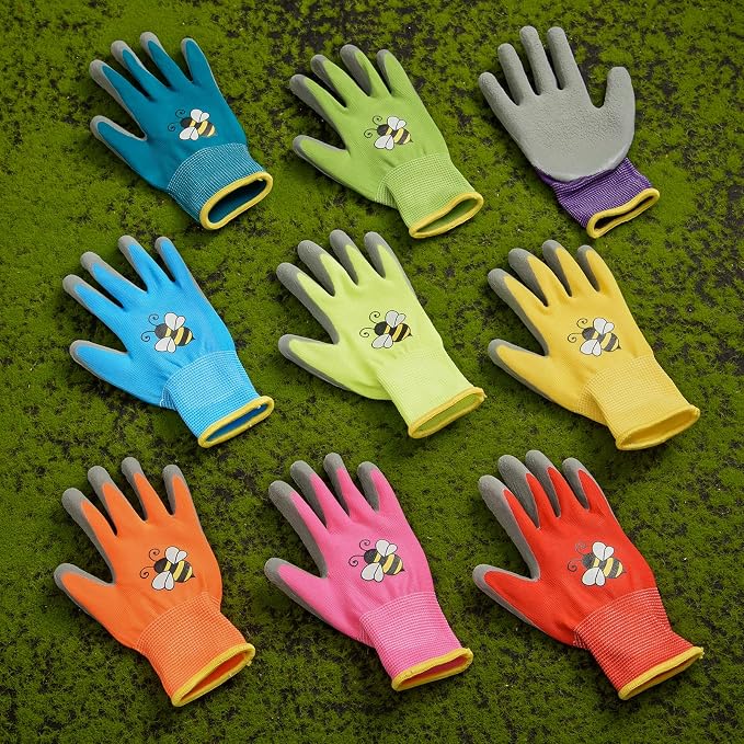 18 Pairs Kids Gardening Gloves Foam Rubber (Small (Age 3-5)) | Children Garden Work Gloves Waterproof Rubber Coated Yard Work Gloves for Kids Toddlers Youth Boys Girls