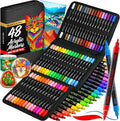 ARTISTRO Acrylic Paint Pens With Storage Bag for Calligraphy - Markers With Brush and Fine Precision Tips - Multisurface Painting for Fabric, Rock, Glass, and More