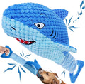 LEGEND SANDY Squeaky Dog Toys for Large Dogs – Interactive Plush Shark Toy with Crinkle & Tug of War Tail, Puppy Chew Toys for Small Medium Large Breeds