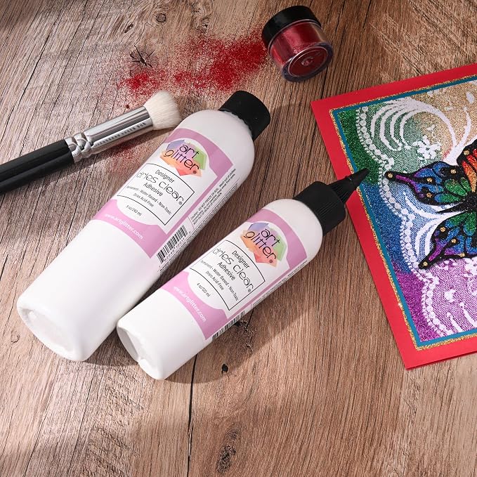 Art Institute Glitter Dries Clear Glue Kit, 8oz Refill & 4oz Bottle | Dual crafting set, Multi-surface hold, Acid free archival, Wrinkle resistant, Permanent bond