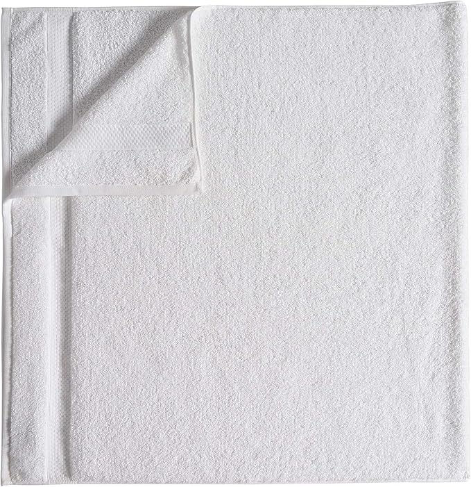 Amazon Basics 6-Pack Bath Towels, 100% Ring Spun Cotton, 600 GSM, Lightweight and Highly Absorbent, Quick Drying, Hotel Quality, 27 x 54 inches, White