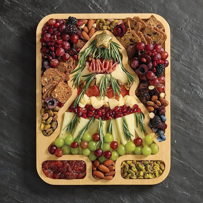 Farberware Tree Build-A-Board with Clear Locking Lid – Holiday Prep and Serve Board for Charcuterie, Cookies, Candy, and Seasonal Entertaining