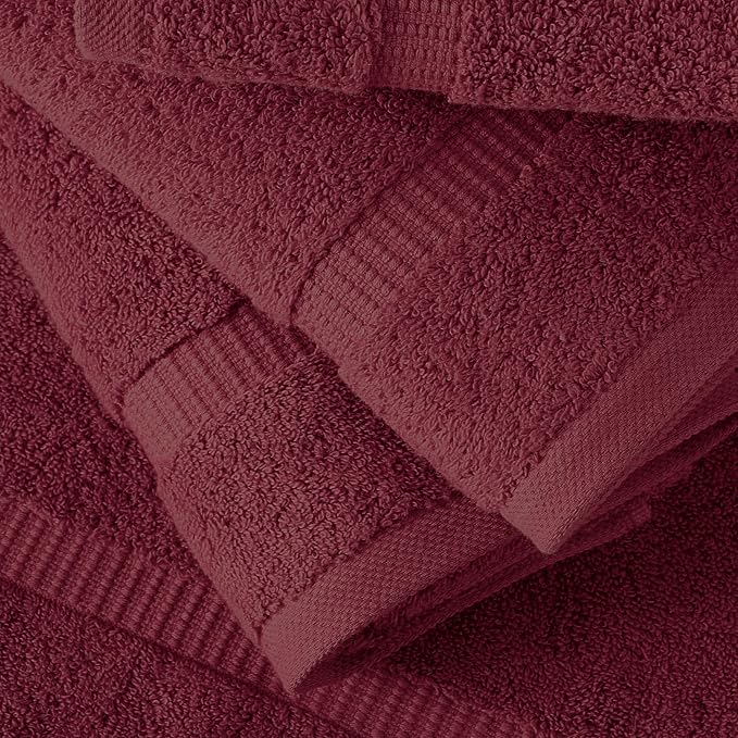 SALBAKOS 12-Piece 100% Turkish Cotton Washcloths and Face Towels, Wine | 13x13 in Standard Size Small Towel, Multi-use Bathroom & Kitchen, Thick Super Soft Absorbent Durable, Oeko-Tex Made in Turkey