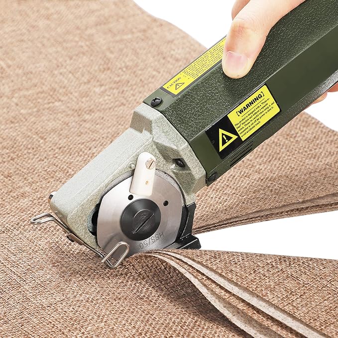 CGOLDENWALL YJ-50 Portable Fabric Cutter Shears Electric Scissors Cloth Cutting Machine Maximum Cutting Thickness: 22mm with 50mm Knife Ideal for Multi-Layer Clothing Textile Suede Leather Paper