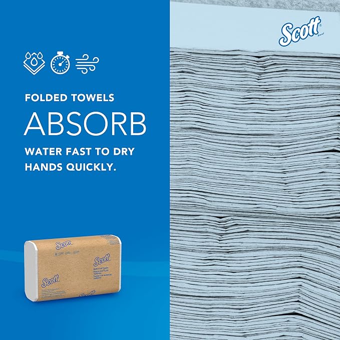 Scott Professional Multifold Paper Towels, Bulk, 16 x 250 Sheets (37490) | Universal, Standard Tier, Narrow Width, Absorbency Pockets, Compressed, Compatible with Universal Folded Towel Dispensers