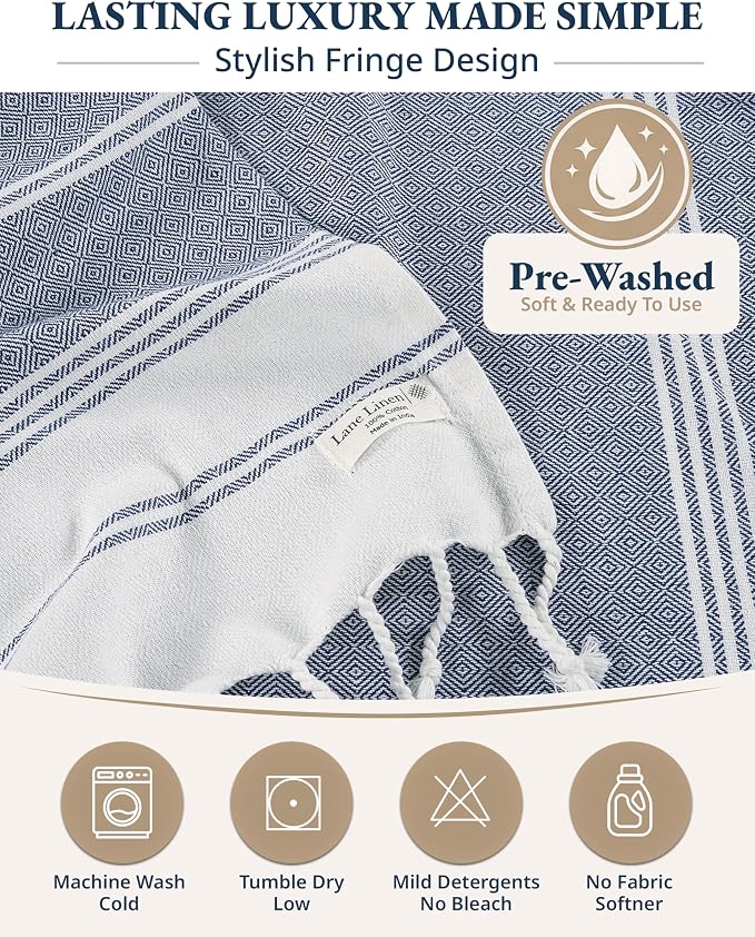 LANE LINEN 4 Pack Beach Towels, Oversized, Pre-Washed, Quick Dry - Multi | Sand Free, Lightweight & Absorbent Travel Towels - Extra Large Pool/Bath Towel - Vacation Essential, Machine Washable, Soft