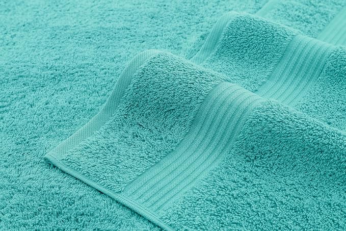 American Veteran Towel, 100% Cotton Turkish Bath Towels for Bathroom 4 Pack, 27x54 Extra Large Premium Soft Drying Bathroom Towels, Turquoise Blue