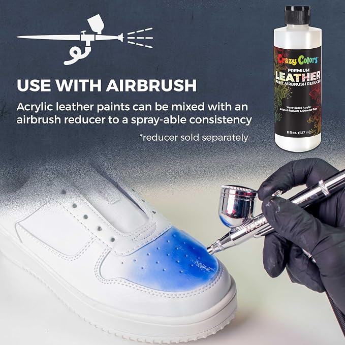 Crazy Colors Premium Acrylic Shoe & Leather Paint Kit 13-Color with 4 Brushes (1 oz Bottles) - Acrylic Leather Paint for Shoes, Sneakers, Jackets, Bags, Purses, Furniture