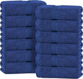 White Classic Navy Blue Hand Towels for Bathroom [12 Pack] Cotton Hand Towel Bulk for Gym, Kitchen and Spa, 16x27 Inches Soft Highly Absorbent Quick Dry Terry Salon Towels