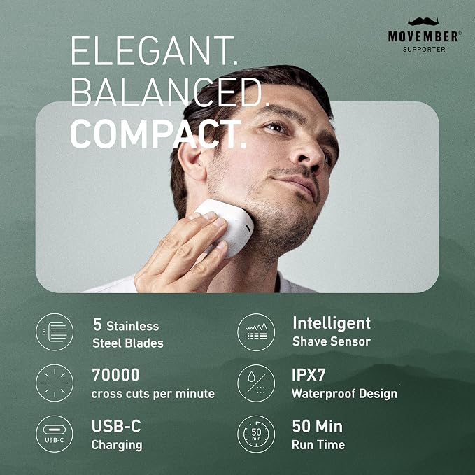 Panasonic ARC5 Palm-Sized Foil Shaver, Powerful Travel Electric Razor for Men, USB-C Charge Wet/Dry, Easy-Clean Luxury Japanese 5-Blade, Smooth & Precise Cut w/Smart Sensor (Natural Sea Stone)