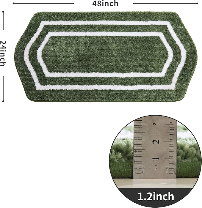 COSY HOMEER Extra Thick Bath Linen Sets Rugs - Anti-Slip Bath Mats Soft Plush 100% Strong Polyester Living Room Bathroom Water Absorbent(Green,24x48 - Inches)