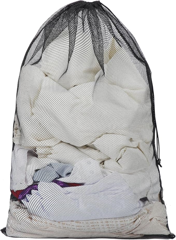 Berlune Large Mesh Laundry Bags, 24 x 36 Inch Bulk Wash Set with Drawstring for Commercial Use, Dorms, Vacation Rentals, Laundromats, Apartments & Facilities(Black,1)
