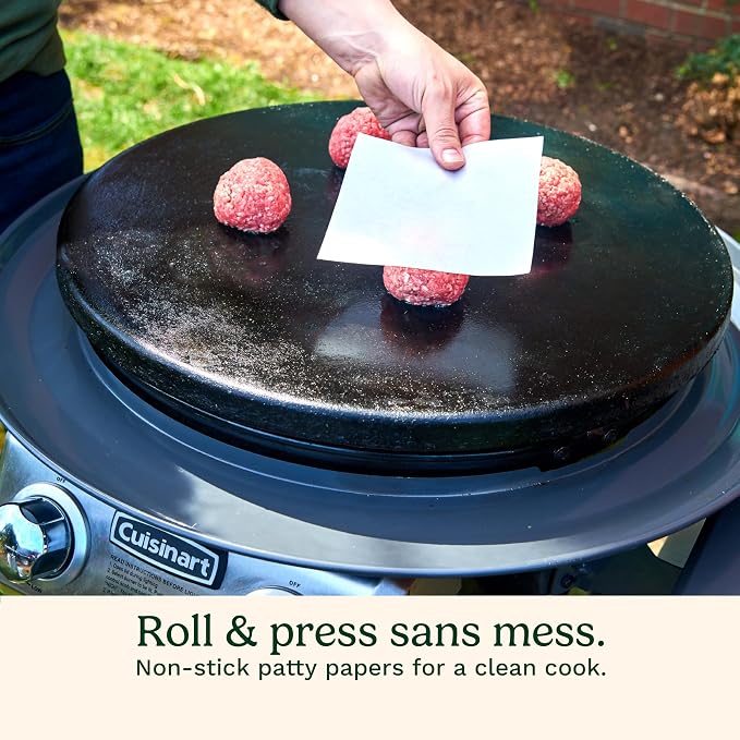 Cuisinart Smash Burger Kit w/Burger Press, Spatula, Shaker & Patty Papers | CSBK-400, smash burger press kit for a cookout or tailgate with stainless steel accessories and a cast iron hamburger press