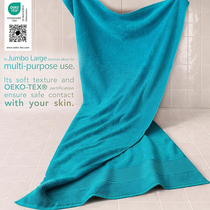 Cotton Paradise 100% Cotton Turkish Towel Set, Soft Absorbent Quick Dry, 2 Piece 35x70 Bath Sheet Set, Ocean Aqua