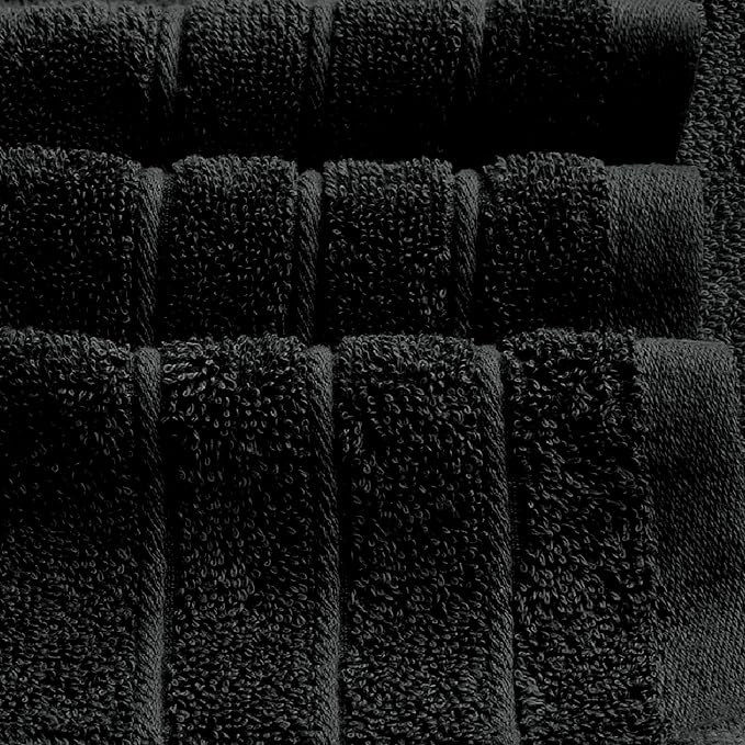 Tens Towels 8 Piece Towel Set, 2 XL Bath, 2 Hand, 4 Washcloth, Black | 100% Cotton, Lighter Weight, Quicker to Dry, Super Absorbent, Perfect for Bathroom