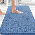 OLANLY Bathroom Rugs 32x20, Extra Soft Absorbent Chenille Bath Rugs, Rubber Backing Quick Dry, Machine Washable Bath Mats for Bathroom Floor, Tub and Shower, Home Decor Accessories, Cornflower Blue