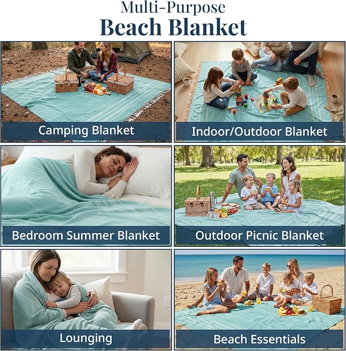 LANE LINEN Beach Blanket Sand Free & Lightweight Beach Towel - Hunter Green