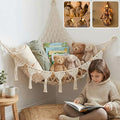 TIDYTEDS XL Stuffed Animal Hammock – Handcrafted Corner Net, 4mm Double Macrame Cord, 100% Natural Cotton Plushie Holder with LED Light (Ice Cream)